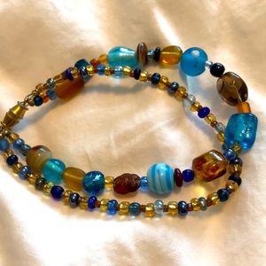 Amber/turquoise beaded bracelet